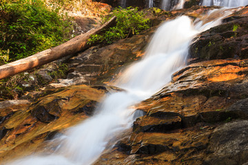waterfalls found in tropical rainforest in Malaysia
