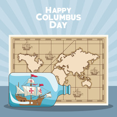 Naklejka premium Vintage map and Happy columbus day design