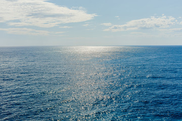 Blue sea surface with waves aerial view