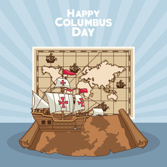 Sailing ship, Happy columbus day design