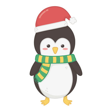 penguin with hat and scarf celebration merry christmas