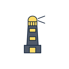 maritime lighthouse summer icon line and fill