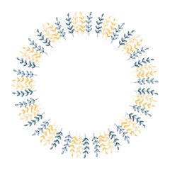 Vector floral frame. Round hand drawn floral frames on white background. Design elements for wedding cards, prints, greeting cards