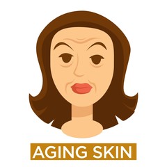 Female face close up with signs of aging skin