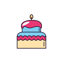 birthday cake candle sweet and candies icon line fill