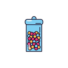 Fototapeta premium glass jar hard candy sweet and candies icon line fill