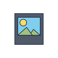 landscape picture summer icon line and fill