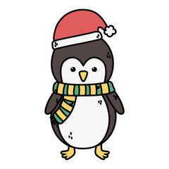 penguin with hat and scarf celebration merry christmas