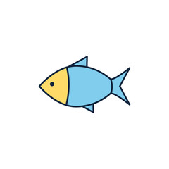 fish nature summer icon line and fill