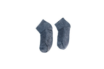 Gray socks isolated on white background.
