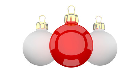 Three New Year and Christmas ornaments balls mockup without a pattern. 3D illustration
