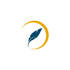 Feather pen icon logo design vector template