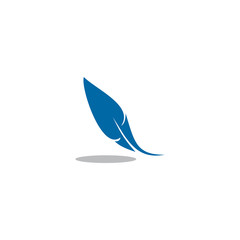 Feather pen icon logo design vector template