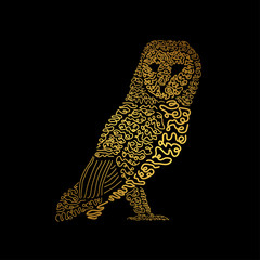 Hand drawn owl bird. It can be used for print design. Vector illustration of owl bird