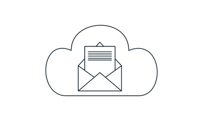  Cloud mail server icon isolated on white background. Cloud server hosting for email. Online message service.