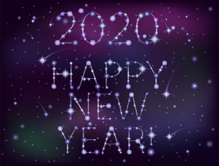 Happy new 2020 year stars wallpaper, vector illustration