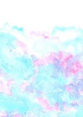 Fototapeta na wymiar Abstract fairy tale cloud sky watercolor hand painting background for decoration.