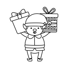 helper holding two gifts decoration merry christmas line style