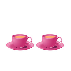 Cups and Saucers - Cartoon Vector Image
