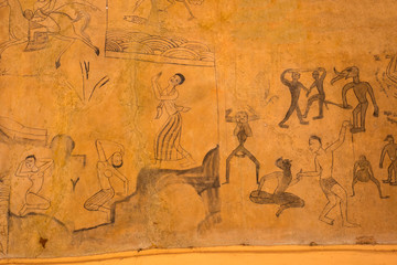 Inside the temple of Wat Ban Sadao (thai name) has many paintings on the life and customs of the...