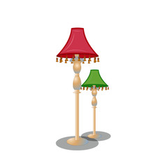 Obraz premium Pink and Green Bed Lamps with Tassels - Cartoon Vector Image