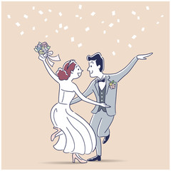 Illustration material: men and women to marry