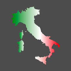 Italian map in national colors on grey background. gradient vector illustration