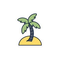 palm tree tropical summer icon line and fill