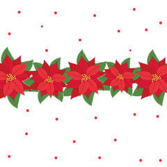 Christmas card with poinsettias in the middle, vector illustration