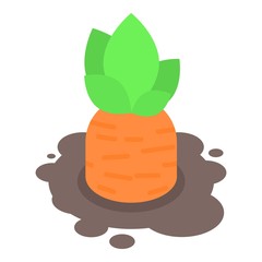 Carrot in ground icon. Isometric of carrot in ground vector icon for web design isolated on white background