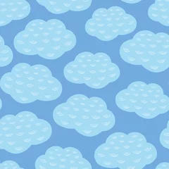 Foto op Canvas Vector seamless repeat pattern of blue and white clouds and sky. Weather background design. © Anna Beatty
