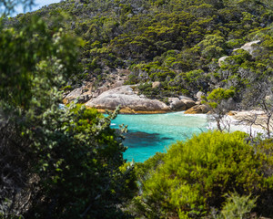 Fototapeta na wymiar Little Beach, Albany, Western Australia. This remote piece of paradise is located in a nature reserve, and is a few hours road trip from Perth. 