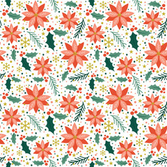Seamless poinsettia pattern design