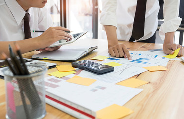 Business working in office with documents and laptop people Consulting and business planning.