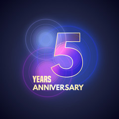 5 years anniversary vector icon, logo. Graphic design element