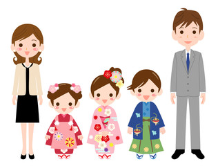 七五三5　家族　記念写真　　お正月