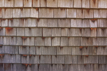 Close up of brown wood roof shingles