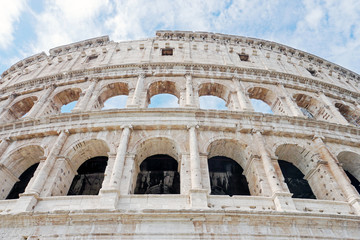 View of Roman Colosseum popular tourist destination in the Rome city in Italy