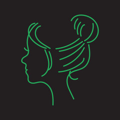 Women silhouette head with beautiful stylized hairstyle line style
