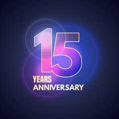 15 years anniversary vector icon, logo. Graphic design element with bokeh