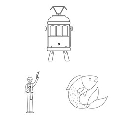 Vector design of tourism and landmark logo. Set of tourism and european stock vector illustration.