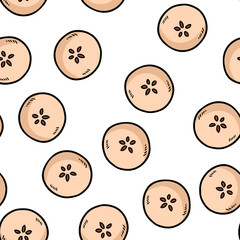 Cute cut in half apples natural drawn seamless pattern wallpaper. Cartoon style decoration background texture tile