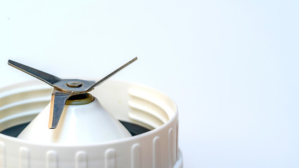 close up metal stainless steel blade of blender
