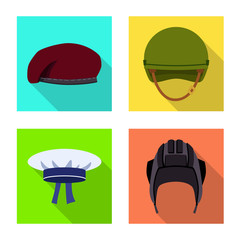 Isolated object of headdress and clothing logo. Collection of headdress and armed vector icon for stock.