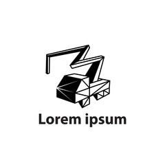 black Polygonal Concrete pump truck silhouettes logo.