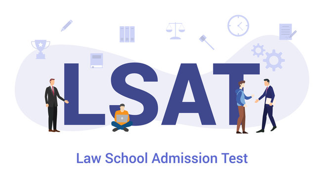Lsat Law School Admission Test Concept With Big Word Or Text And Team People With Modern Flat Style - Vector