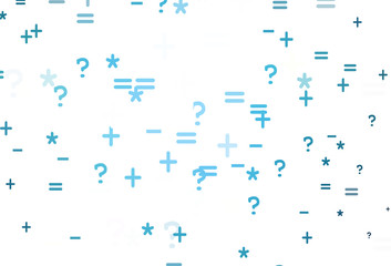 Light BLUE vector template with math simbols.