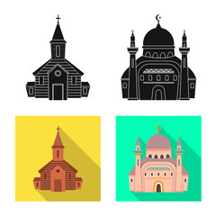 Vector illustration of cult and temple icon. Set of cult and parish vector icon for stock.