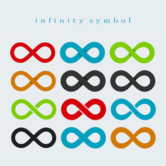 Symbol of Infinity. Set of Different Color Symbols on a Light Background. 