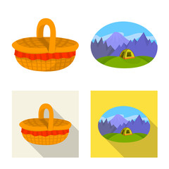Vector illustration of cookout and wildlife icon. Collection of cookout and rest stock vector illustration.